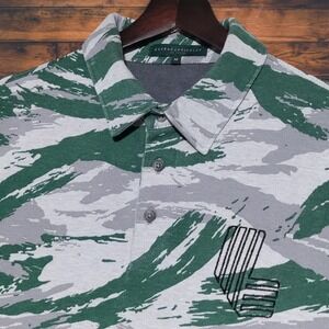 Extracurricular LA LIV Golf Pique Polo Shirt Mens M Lizard Sharkskin Gray Green
